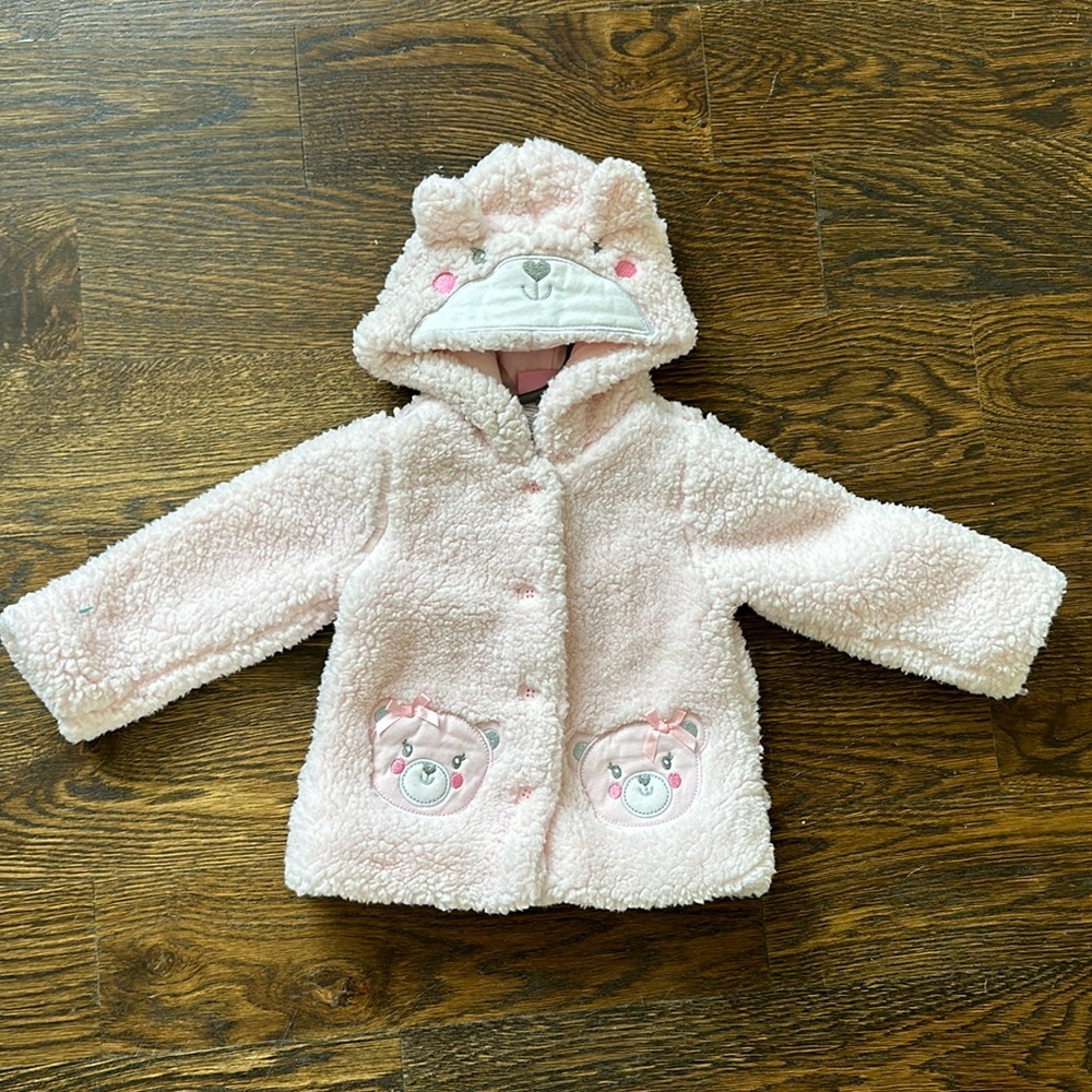 12 month - pink teddy fleece jacket - brand new!! NWT